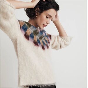 Madewell brushed checkerboard fair isle oversized sweater